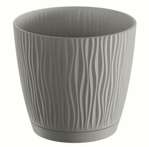Blumentopf mit Schale SANDY P grauer Stein 28,2 cm
