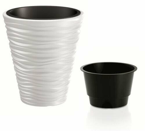 Blumentopf SAND + Einsatz weiß 38,8 cm